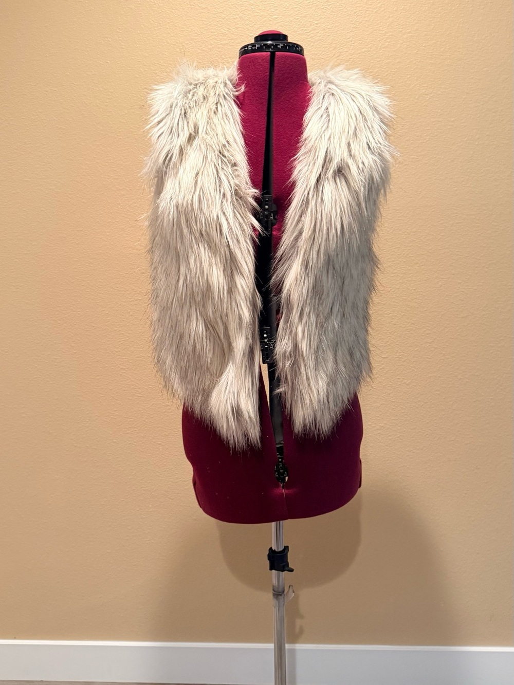abercrombie kids Cream Faux Fur Open Vest